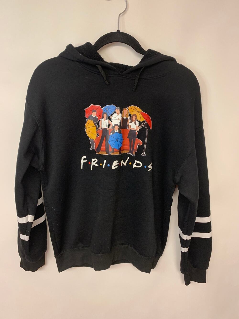 Friends Sweatshirt Graphic Hoodie Coach & Umbrella Logo Black SZ M